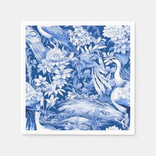 Serviette En Papier Série Chinoserie Bleu et Blanc Design 8 (Devant)