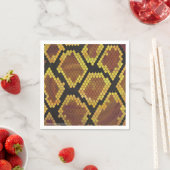 Serviette En Papier Serpent Brown et impression or (En situation)