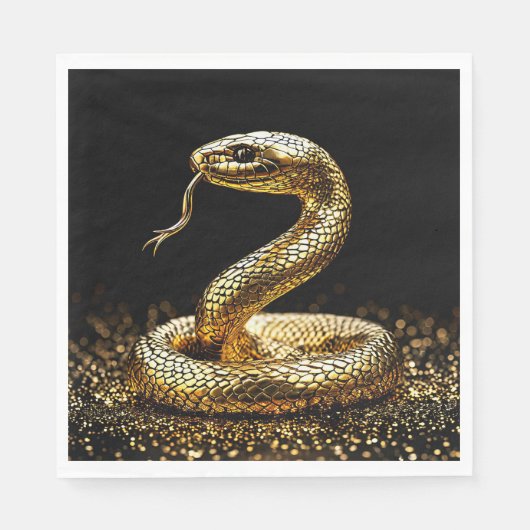Serviette En Papier Serpent doré (Devant)