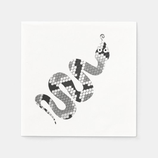 Serviette En Papier Serpent gris et silhouette gris clair (Devant)