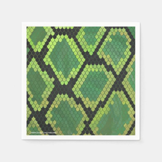 Serviette En Papier Serpent noir et vert (Devant)