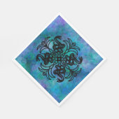 Serviette En Papier Serpent tribal noir et bleu (Coin)