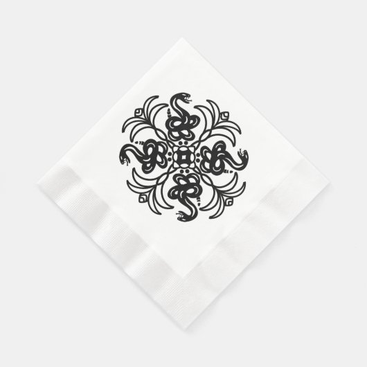 Serviette En Papier Serpent tribal noir et bleu (Coin)