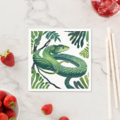 Serviette En Papier Serpent vert | Année de l'aquarelle des serpents (En situation)