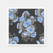 Serviette En Papier Serpents et roses bleus (Devant)