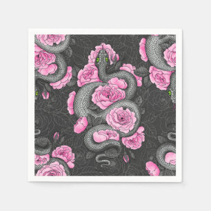 Serviette En Papier Serpents et roses roses
