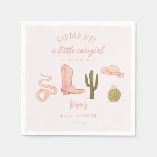 Serviette En Papier Serre-Baby shower de fille (Devant)