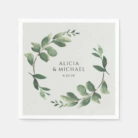 Serviette En Papier Serre de couronnes vertes Mariage vert (Devant)
