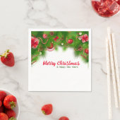 Serviette En Papier Serre de Noël et ampoules rouges, et présente du p (En situation)