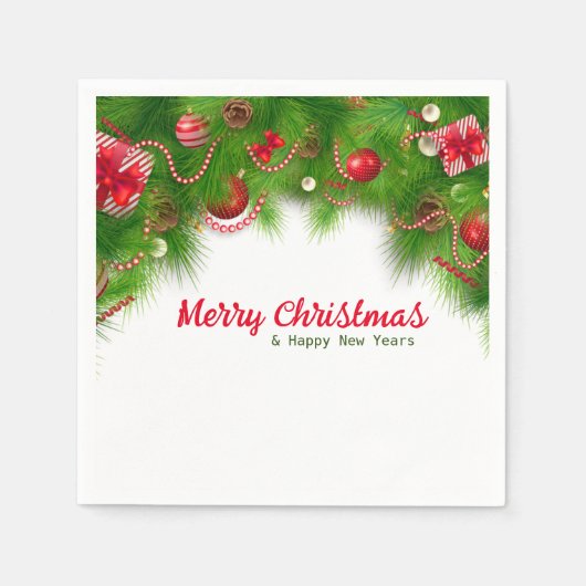 Serviette En Papier Serre de Noël et ampoules rouges, et présente du p (Devant)