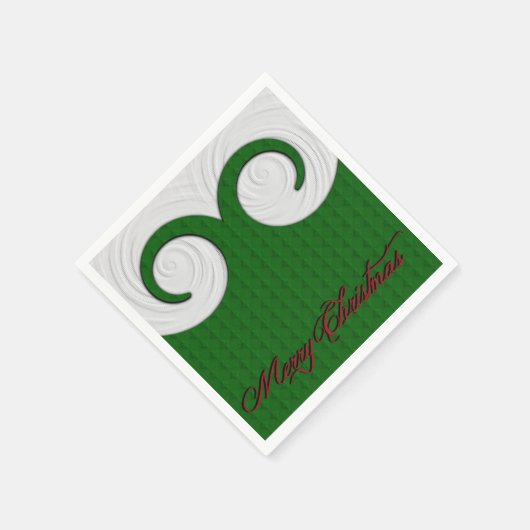 Serviette En Papier Serre de Noël Vert et blanc (Coin)