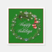 Serviette En Papier Serre de Noël Vert Joyeux Vacances serviettes (Devant)