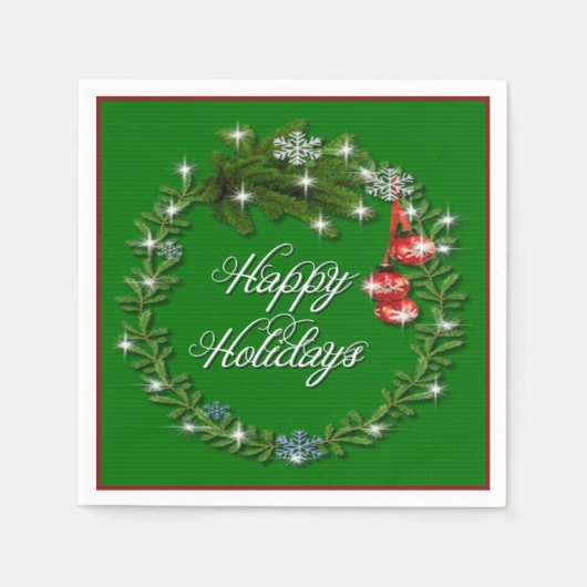 Serviette En Papier Serre de Noël Vert Joyeux Vacances serviettes (Devant)