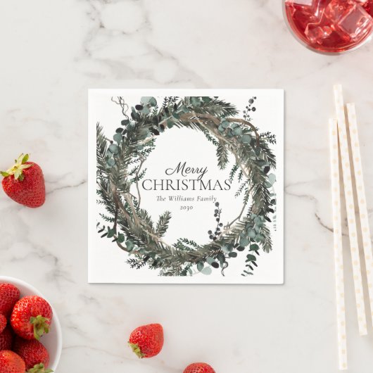 Serviette En Papier Serre d'hiver rustique Dusty Joyeux Noël (En situation)