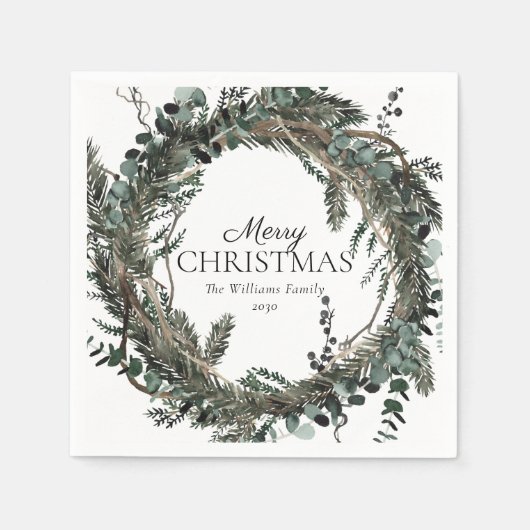 Serviette En Papier Serre d'hiver rustique Dusty Joyeux Noël (Devant)