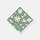Serviette En Papier Serre Green Bohemian Daisy Flower Napkins (Coin)