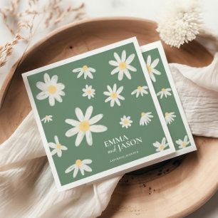 Serviette En Papier Serre Green Bohemian Daisy Flower Napkins