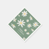 Serviette En Papier Serre Green Bohemian Daisy Flower Napkins (Coin)