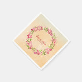 Serviette En Papier Serre Rose Et Rouge Avec Feuilles (Coin)