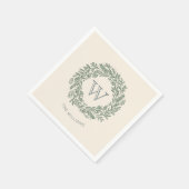 Serviette En Papier Serre verte Preppy Monogram Sage (Coin)