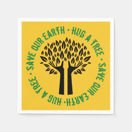 Serviette En Papier Serrer un arbre sauver notre terre (Devant)