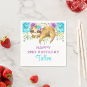 Serviette En Papier Serres en papier d'anniversaire de fille turquoise (En situation)