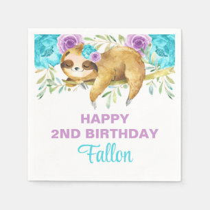 Serviette En Papier Serres en papier d'anniversaire de fille turquoise