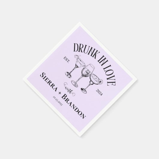 Serviette En Papier Serrez-vous dans l'amour violet Mariage personnali (Coin)