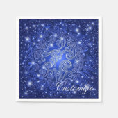 Serviette En Papier Serrures bleu céleste & Étoiles (Devant)