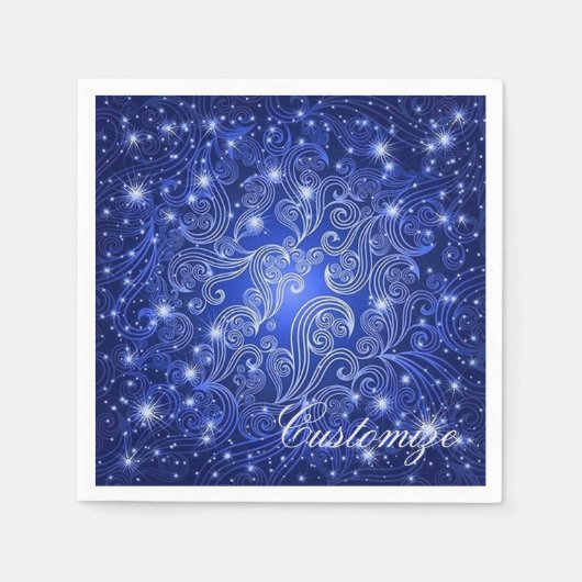 Serviette En Papier Serrures bleu céleste & Étoiles (Devant)