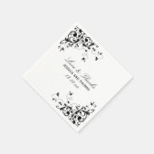 Serviette En Papier Serrures élégantes Mariage noir et blanc (Coin)
