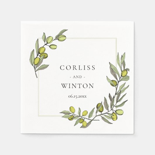 Serviette En Papier Serrures en olivier encadrent des serviettes maria (Devant)