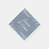 Serviette En Papier Serrures Mariages Élégantes (bleu Duché) (Coin)