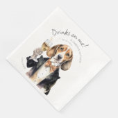 Serviette En Papier Serveur Beagle Adorable Aquarelle Personnalisable (Coin)
