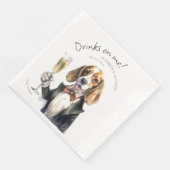 Serviette En Papier Serveur Beagle Adorable Aquarelle Personnalisable (Coin)