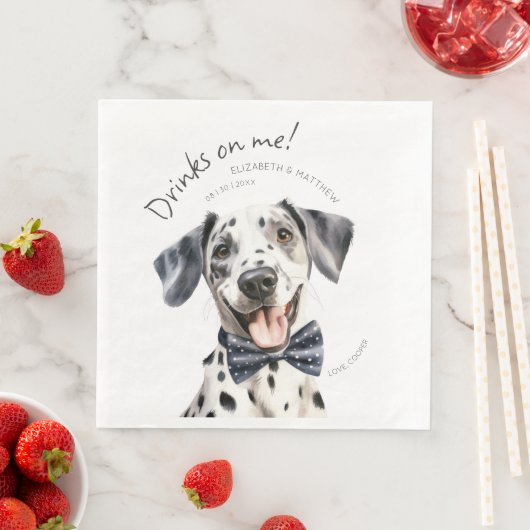 Serviette En Papier Serveur dalmate joueur Aquarelle Personnalisable (En situation)