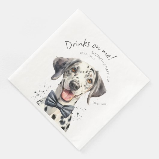 Serviette En Papier Serveur dalmatien joueur Aquarelle Personnalisable (Coin)
