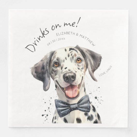 Serviette En Papier Serveur dalmatien joueur Aquarelle Personnalisable (Devant)