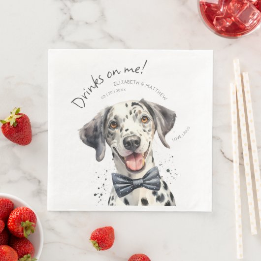 Serviette En Papier Serveur dalmatien joueur Aquarelle Personnalisable (En situation)