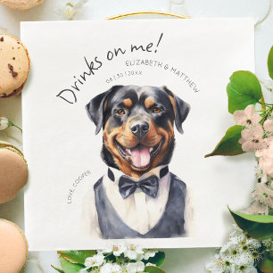 Serviette En Papier Serveur Dapper Rottweiler Aquarelle Personnalisabl