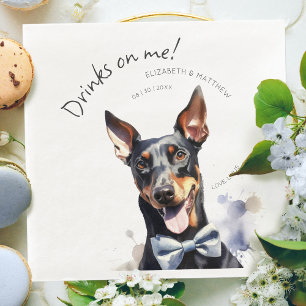 Serviette En Papier Serveur Doberman Élégant Aquarelle Personnalisable