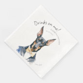 Serviette En Papier Serveur élégant Dobermann aquarelle personnalisabl (Coin)