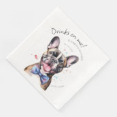 Serviette En Papier Serveur sympathique de Bouledogue français Aquarel (Coin)