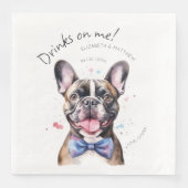 Serviette En Papier Serveur sympathique de Bouledogue français Aquarel (Devant)