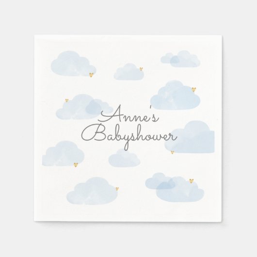 Serviette En Papier Serveurs de bébés shower nuages bleu clair (Devant)