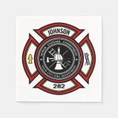 Serviette En Papier Service d'incendie AJOUTER LE NOM Pompier Insigne  (Devant)