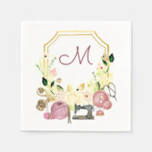 Serviette En Papier Serviette à coudre Monogram Crest Seamstress (Devant)