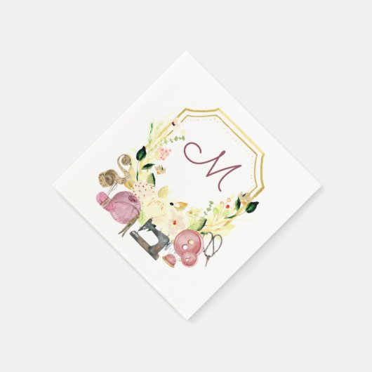 Serviette En Papier Serviette à coudre Monogram Crest Seamstress (Coin)