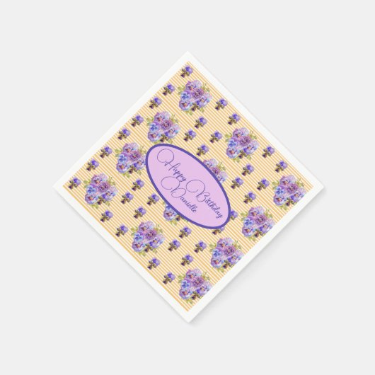 Serviette En Papier Serviette à fleurs chic Shabby Jaune (Coin)