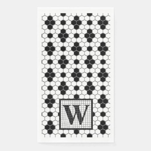 Serviette En Papier Serviette à monogramme avec impression de carreaux (Devant)